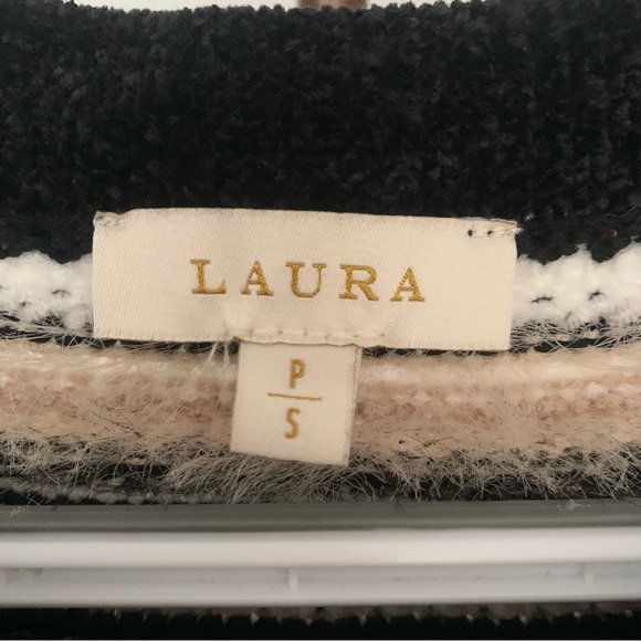 Laura Contrast Trim Textured Striped Cardigan Sweater, Size Small - Picture 5 of 11